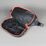 Black Leather Open Top Wash Bag With Orange Zip, thumbnail 5 of 7