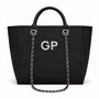 Personalised Black Large Chain Initial Tote Beach Bag, thumbnail 4 of 9