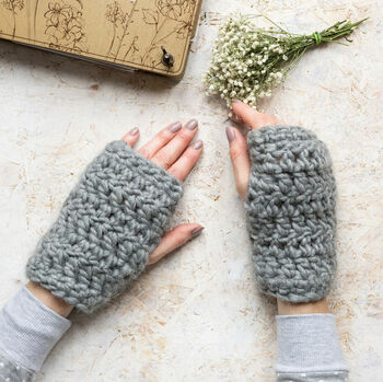 Beanie And Fingerless Gloves Crochet Kit, 8 of 11