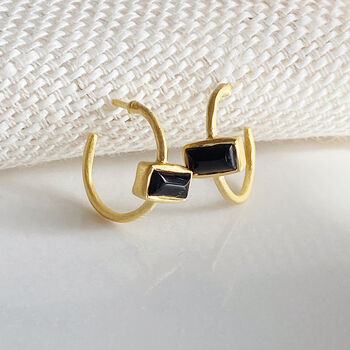 Black Onyx Hooped Studs, 5 of 9