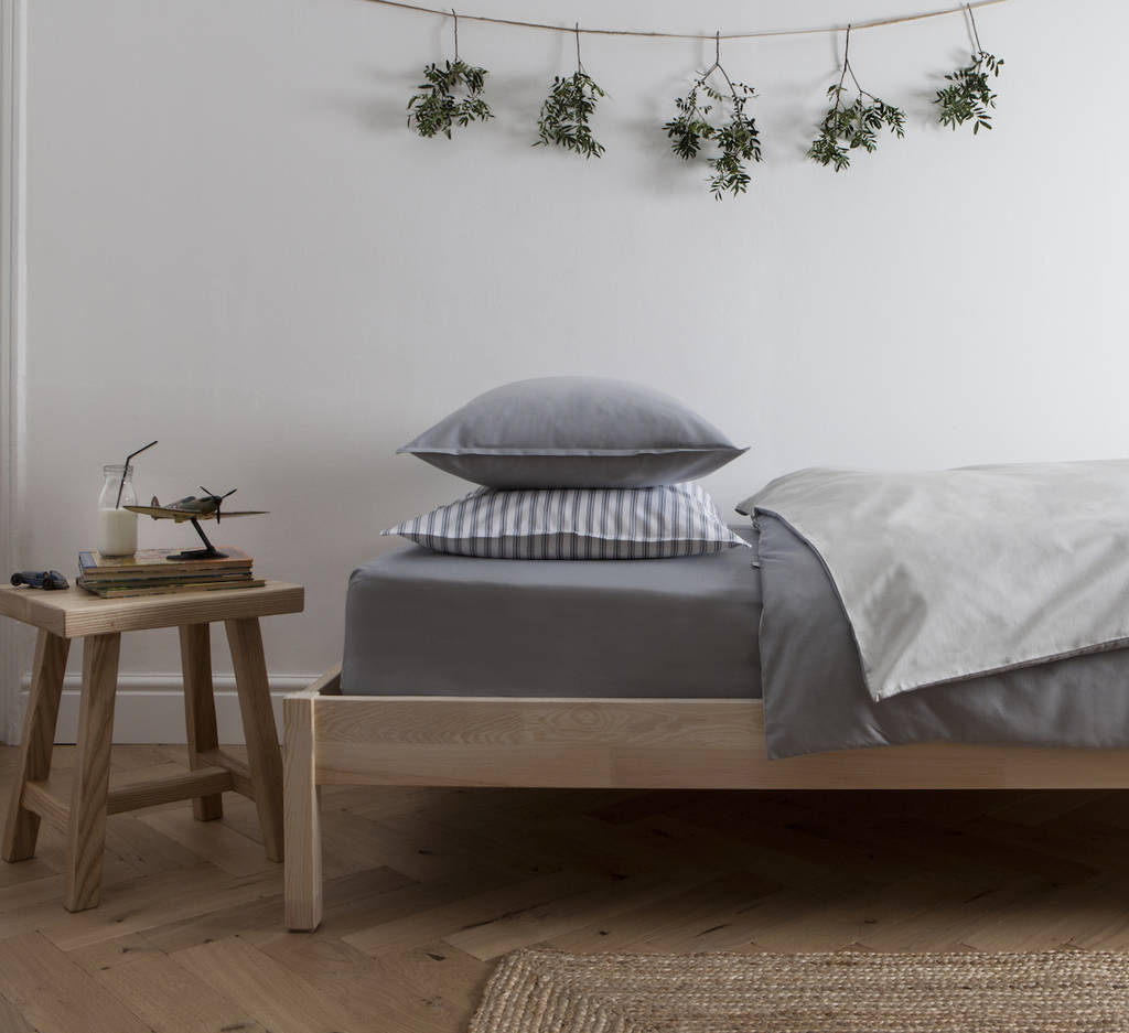 Plain Jacquard Blue Grey Reversible Duvet Cover By Harriet Hare