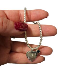 Sterling Silver Double Heart Personalised Bracelet, 2 of 4