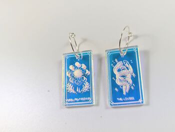 Tarot Cards Earrings Iridescent Acrylic Hoop Earrings, 3 of 9