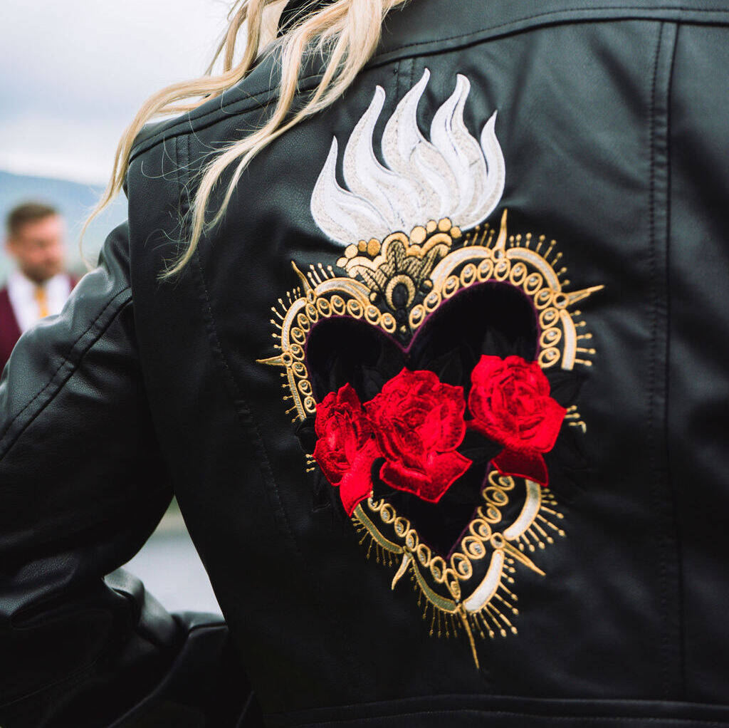 Custom Leather Embroidered Jacket Atomical Heart By Niamh Designs