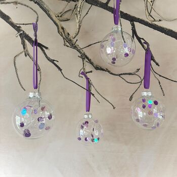 Set Of Six Purple And Pink Baubles Purple Christmas Decor, 4 of 6