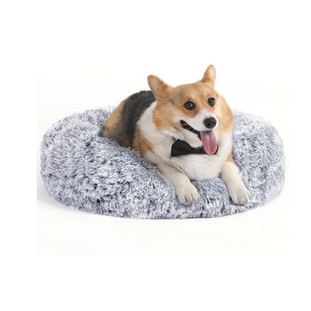 70cm Grey Soft Plush Donut Dog Cat Bed Cushion, 2 of 7