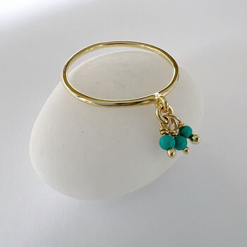 Triple Turquoise Cluster Drop Ring, 5 of 8