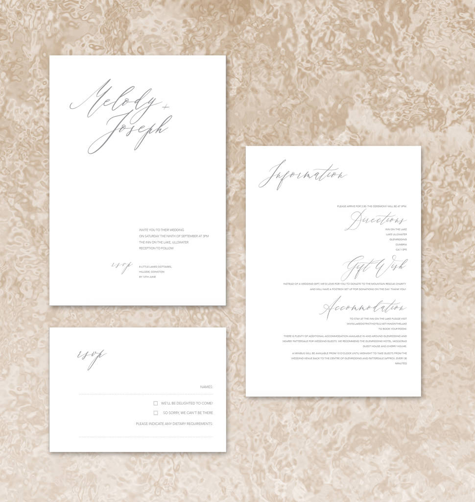 fashionista modern minimalist wedding invitations by by moon & tide calligraphy