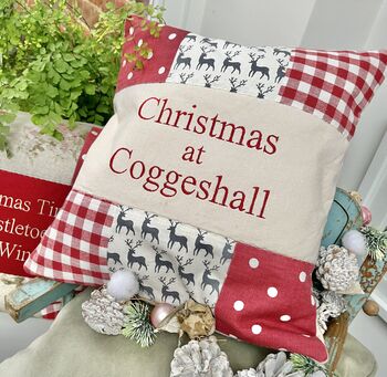 'Christmas At…' Reindeer Cushion, 2 of 7