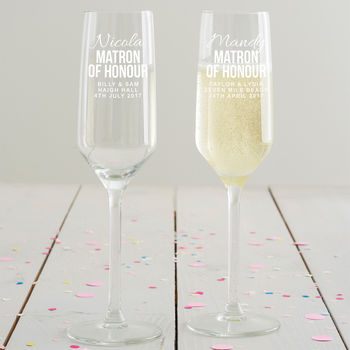 Personalised Matron Of Honour Wedding Glass, 4 of 8