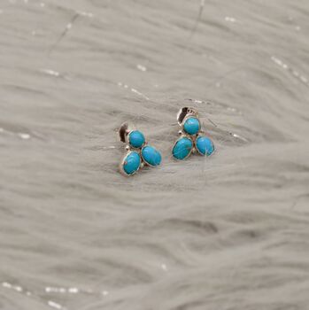 Turquoise Silver Stud Earrings Set: December Birthstone, 2 of 4