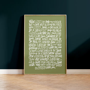 Can't Help Falling In Love Elvis, Song Lyrics Wall Art, 4 of 9