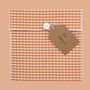 Reusable Organic Gingham Eco Envelope Square | Tangerine, thumbnail 4 of 5
