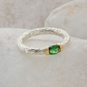 Handmade Silver Textured Ring With A Choice Of Gemstone, 7 of 11