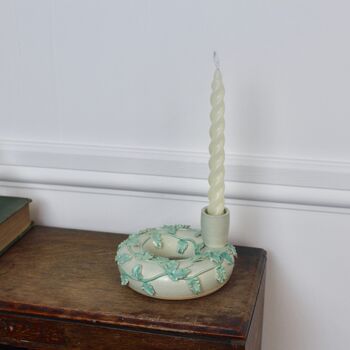 Ceramic Leafy Wreath Ring Candlestick, 4 of 4