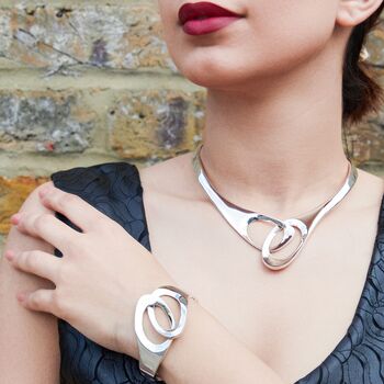 Interlocking Solid Silver Circles Bangle, 2 of 7