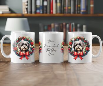 Personalised Havanese Christmas Wreath Dog Mug, 2 of 2