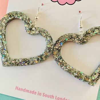 Large Sparkly Heart Earrings, 3 of 6