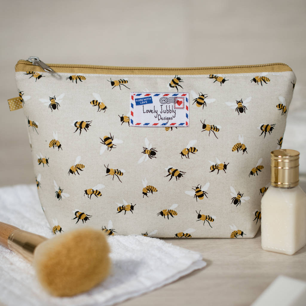 bees gift honey bee makup cosmetic wash bag by lovely jubbly designs