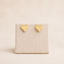 Gold Plated Sterling Silver Hammered Heart Stud Earrings – 8mm, thumbnail 2 of 5