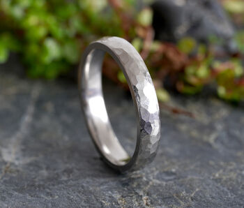 Solid Sterling Silver Wedding Band With Hammer Finish, 3mm, 4mm, 5mm Wide Bands, 3 of 9