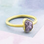 Rough Diamond April Birthstone Gold Plated Silver Ring, thumbnail 1 of 6