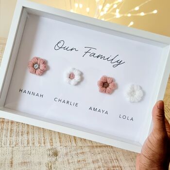 Personalised Our Family Crochet Puff Flower Print, 3 of 4