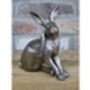 Cute Bronzed Sitting Hare Figurine – Rabbit Ornament, thumbnail 5 of 6