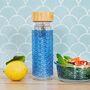 Japandi Blue Wave Glass Water Bottle, thumbnail 1 of 2