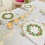 Luxury Christmas Holly Tablecloth ~ Linen Feel Paper, thumbnail 8 of 8