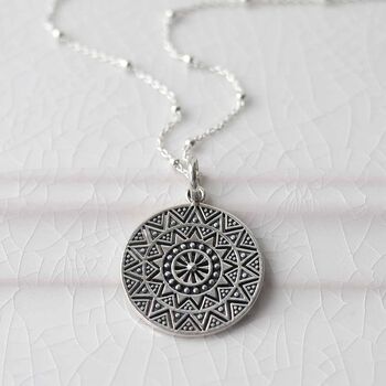 Sterling Silver Aztec Pendant Necklace, 3 of 5