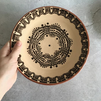 Beige Stoneware Ceramic Dinner Plate, Medium Size, 3 of 5