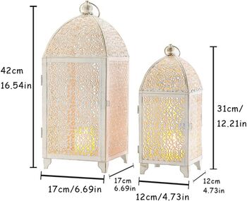 Two Vintage Decorative Candle Lantern Hollow Patterned, 6 of 6