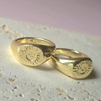 Smiling Sun Face Signet Ring, 3 of 5
