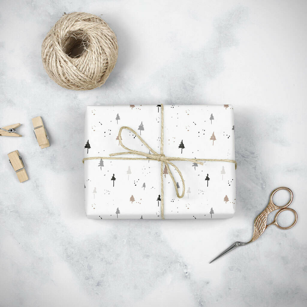 Eco Christmas White Wrapping Paper By Lilac & White