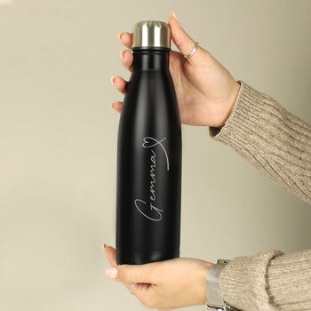 Personalised Heart Black Metal Insulated Drinks Bottle, 6 of 6