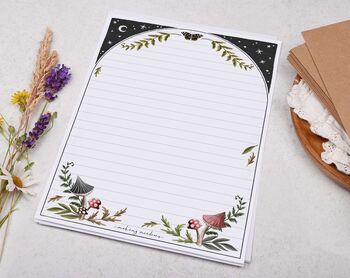 A5 Letter Writing Paper With Celestial Moon, Star, Moth And Mushroom, 3 of 3