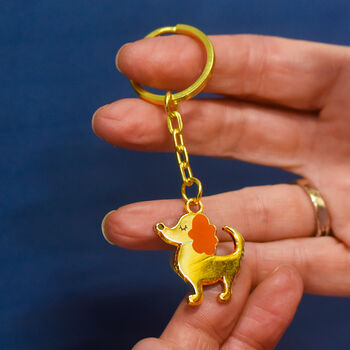 Cute Dog Bag Charm And Keyring Gold Plated, 4 of 4