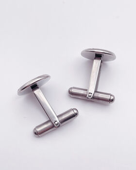 Silver Cufflinks Yellow Flowers Handmade 12mm, 6 of 10