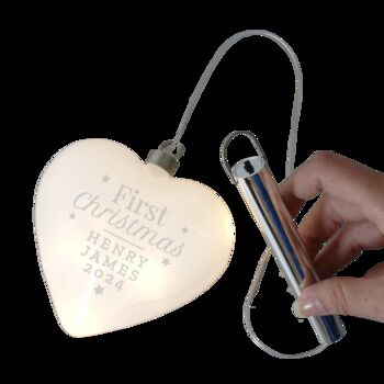 Personalised First Christmas LED Glass Heart, 4 of 4