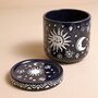 Midnight Blue Sun And Moon Planter And Tray, thumbnail 2 of 6