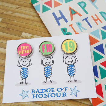 Personalised Birthday Round Lapel Pin Set, 3 of 6
