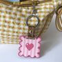 Personalised Pink Wavey Frame Keychain And Bag Charm, thumbnail 4 of 4