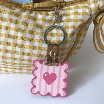 Personalised Pink Wavey Frame Keychain And Bag Charm, 4 of 4