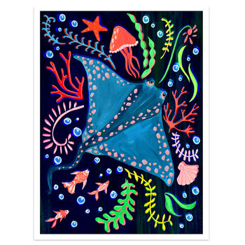 Stingray Sea Animal Colourful Nursery Print, 3 of 8