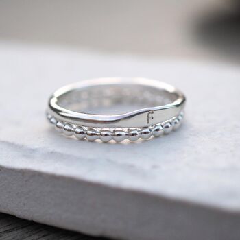 Personalised Hand Stamped Initial Signet Stacking Ring, 3 of 12