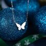 Butterfly Pendant Necklace In Sterling Silver, thumbnail 1 of 11