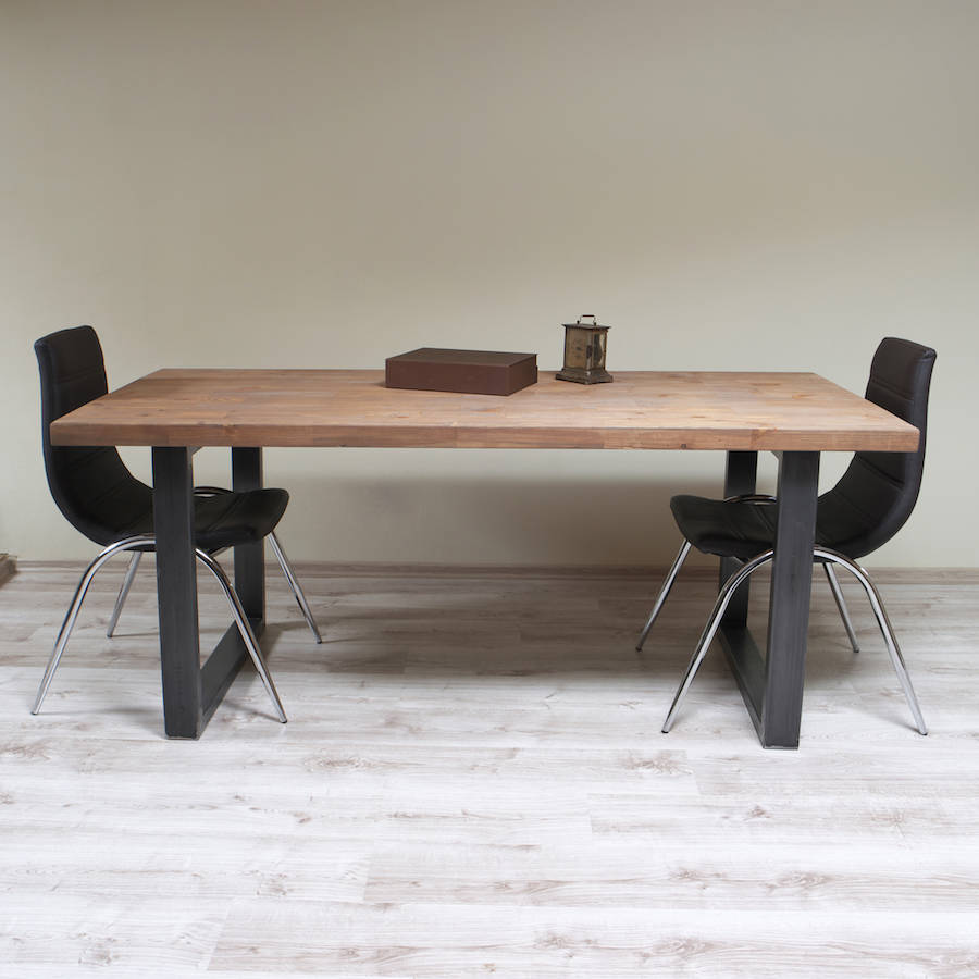 u shaped legs industrial style dining table by cosywood