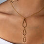 Designer Tri Petal Long Pendant In Gold Vermeil, thumbnail 2 of 6