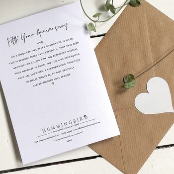 5th Wedding Anniversary Wooden Love Token Card, 4 of 5